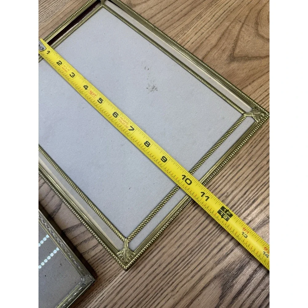 VTG Lot Of 4 Brass Ornate Gold Tone Metal Picture Frame Textured Edges Square
